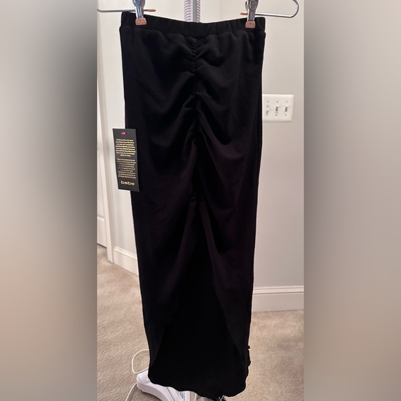 Bebe, Two Piece Shirred Knit Dress, Black, XS. - Picture 4 of 7